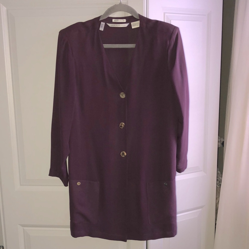 Anne‎ Pinkerton Silk Button Down Jacket Tunic Blouse US size 8